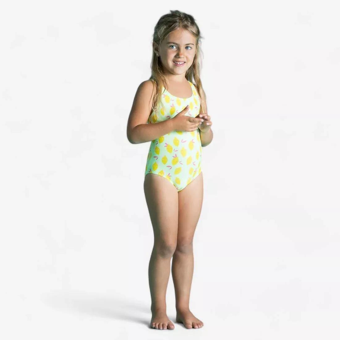 Kids Girls 1-Piece Swimsuit Animal Print, Teal, No Color, large image number 0
