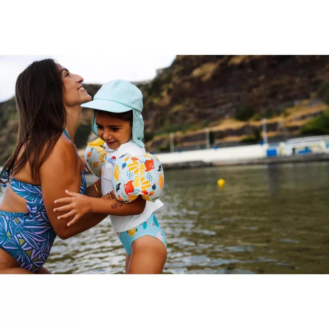 Kids Girls 1-Piece Swimsuit Animal Print, Teal, No Color, large image number 6
