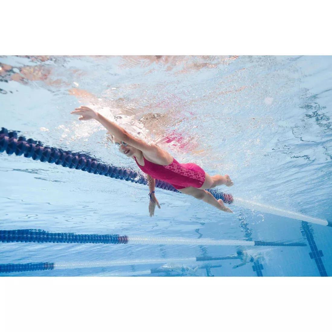 MAGENTA PINK Girls' swimming 1-piece shorty swimsuit, 5401_000, large image number 5