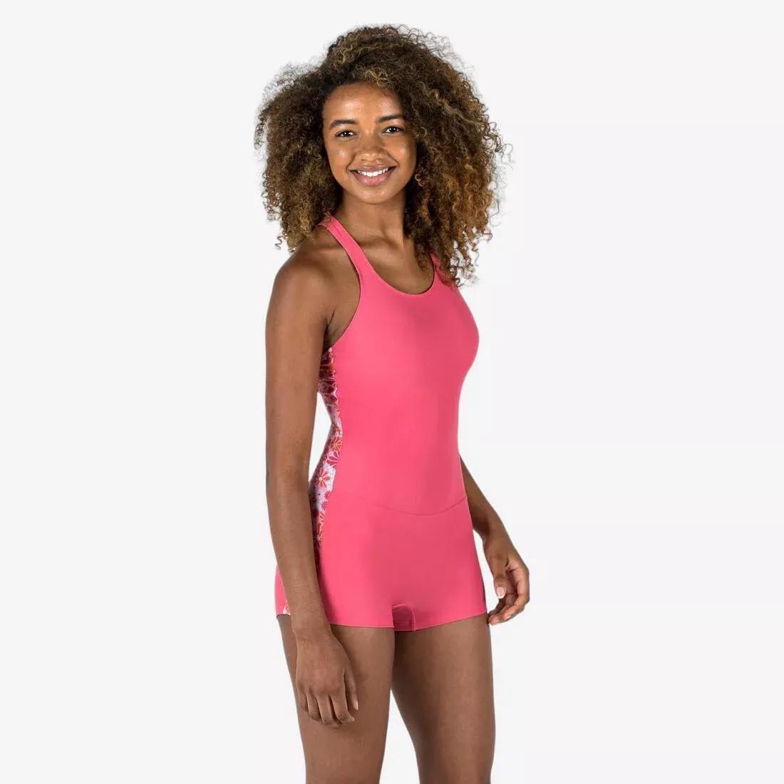 MAGENTA PINK Girls' swimming 1-piece shorty swimsuit, 5401_000, large image number 7