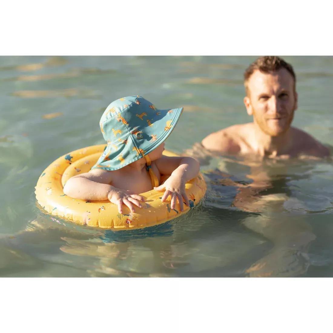 Baby Reversible Anti-UV Hat - Light Pink With Flower Print, Orange, No Color, large image number 8