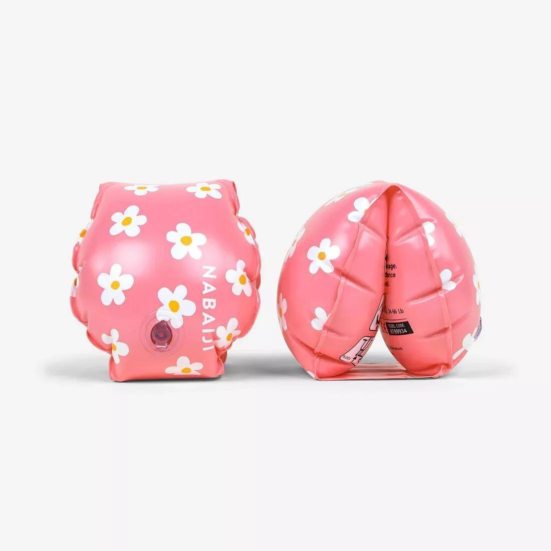 Kids Girls Swimming Armbands With Flowers Print - 11-30 Kg, Yellow, No Color, large image number 1