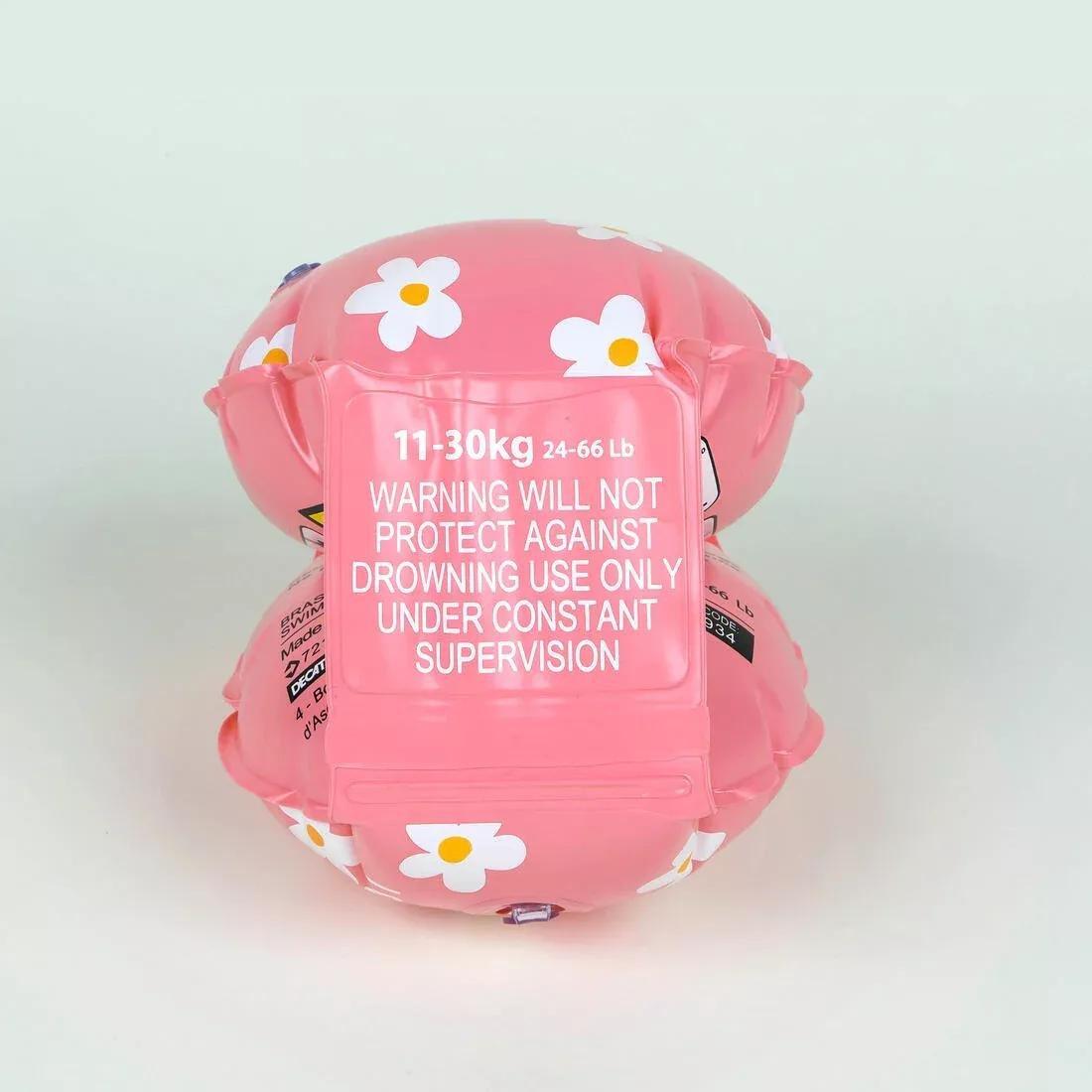 Kids Unisex Swimming armbands with &ldquo;FLOWERS&rdquo; print - 11-30 kg, Blue, No Color, large image number 4