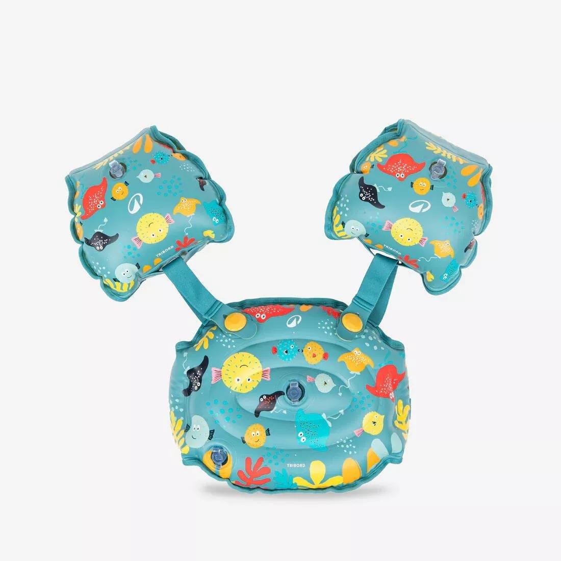 MUSTARD YELLOW Kids progressive pool armbands - TISWIM flower print, No Color, medium