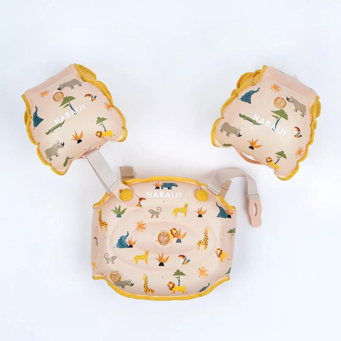 MUSTARD YELLOW Kids progressive pool armbands - TISWIM flower print, No Color, medium