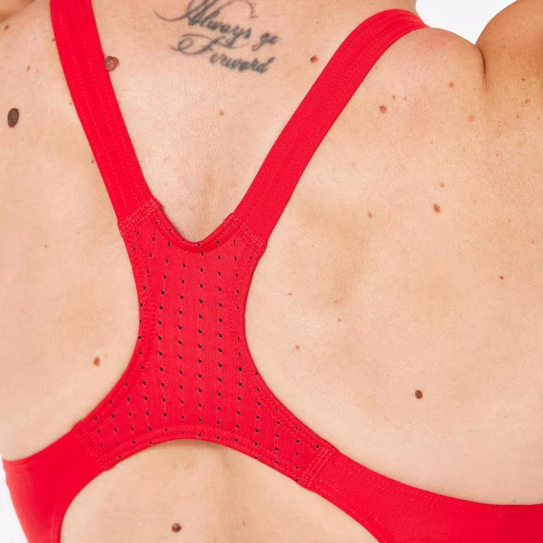 Women Swimming 1-Piece Swimsuit Kamyleon Lines, Red, 5401_000, large image number 3