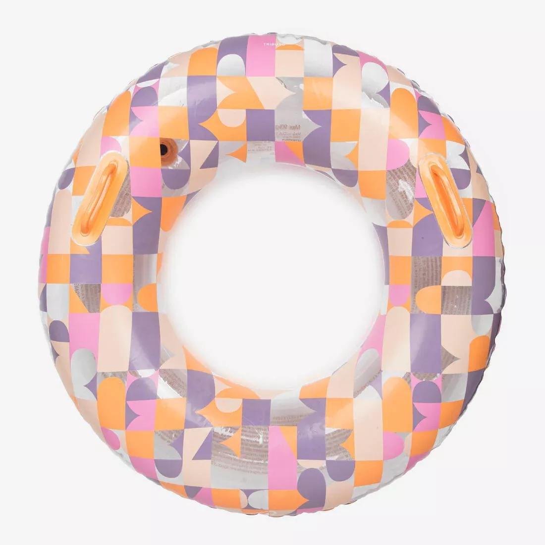 Large 92 cm Inflatable Printed Pool Ring With Comfort Grips, Pink, No Color, large image number 3