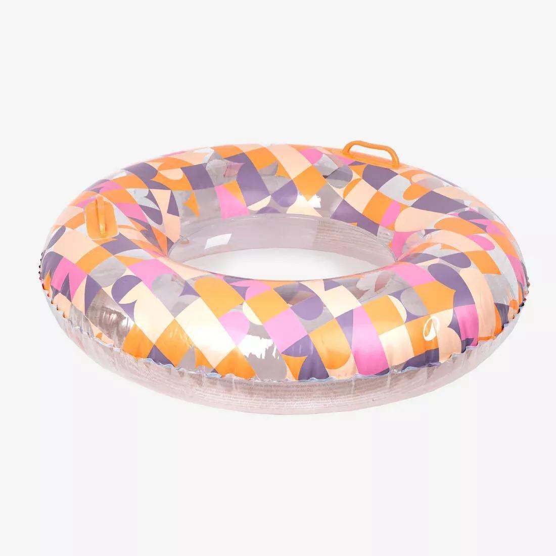 Large 92 cm Inflatable Printed Pool Ring With Comfort Grips, Pink, No Color, large image number 5