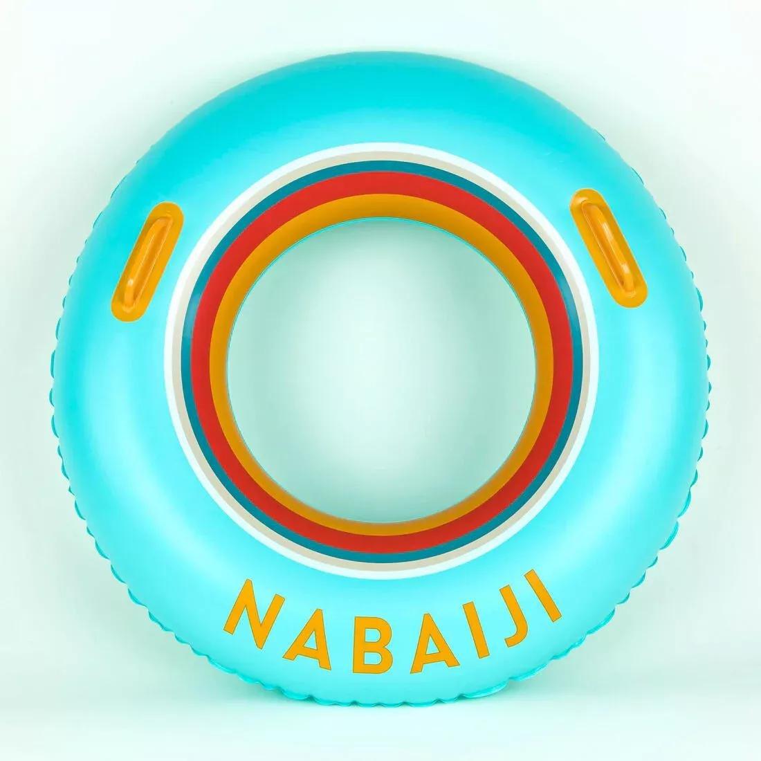 Large 92 cm Inflatable Printed Pool Ring With Comfort Grips, Pink, No Color, large image number 7