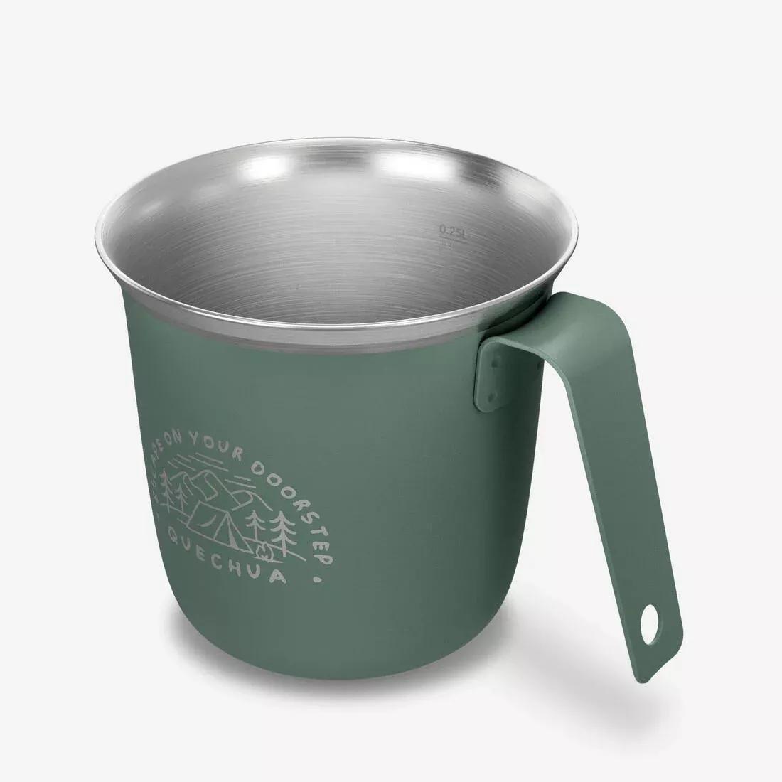 0.3L Stainless Steel Cup 500 For Camping And Hiking, Green, 5401_000, medium
