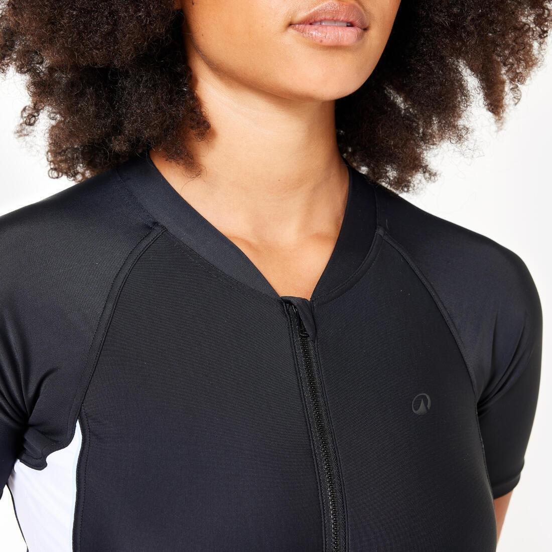 One-piece skirt swimsuit with zip UNA, Beige, No Color, large image number 5