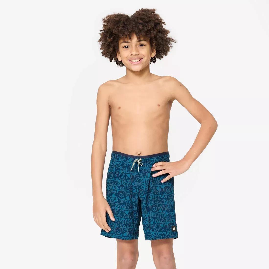 Kids Boys swimming long swim shorts - 100 Hotu, Blue, No Color, large image number 1