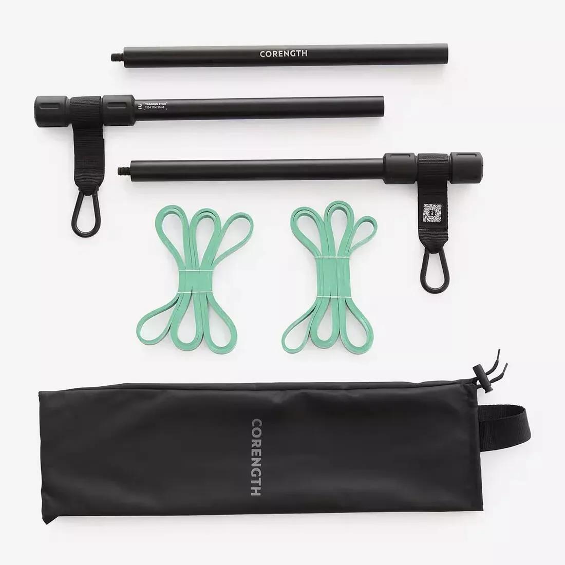 Strength Training Portable Bar with Two 10 kg Resistance Bands, Black, No Color, large image number 0