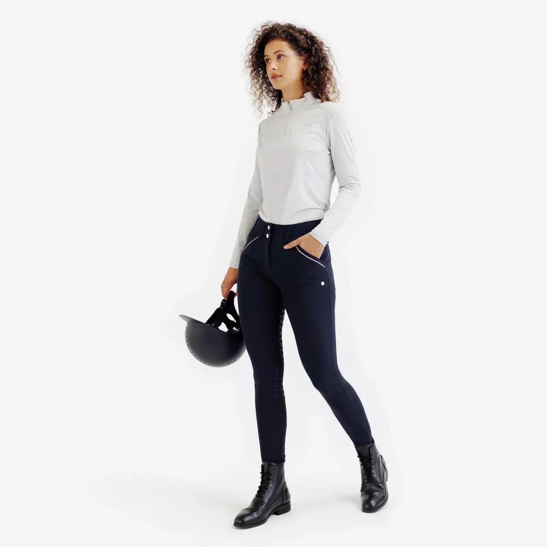 Women Ultra-Lightweight Full Grip Horse Riding Jodhpurs, Blue, No Color, large image number 2