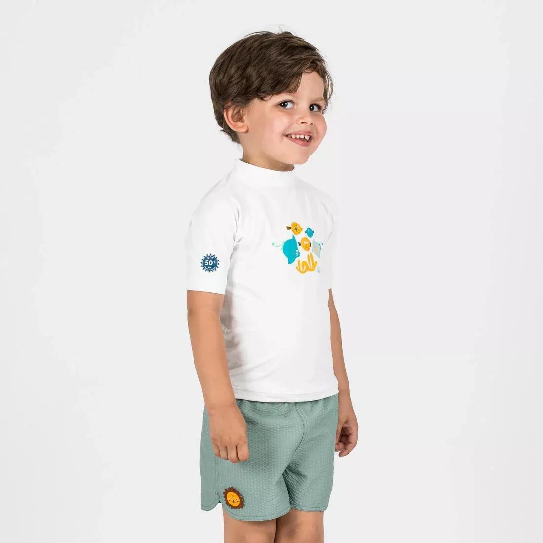 Kids Unisex swim shorts, khaki, No Color, large image number 0