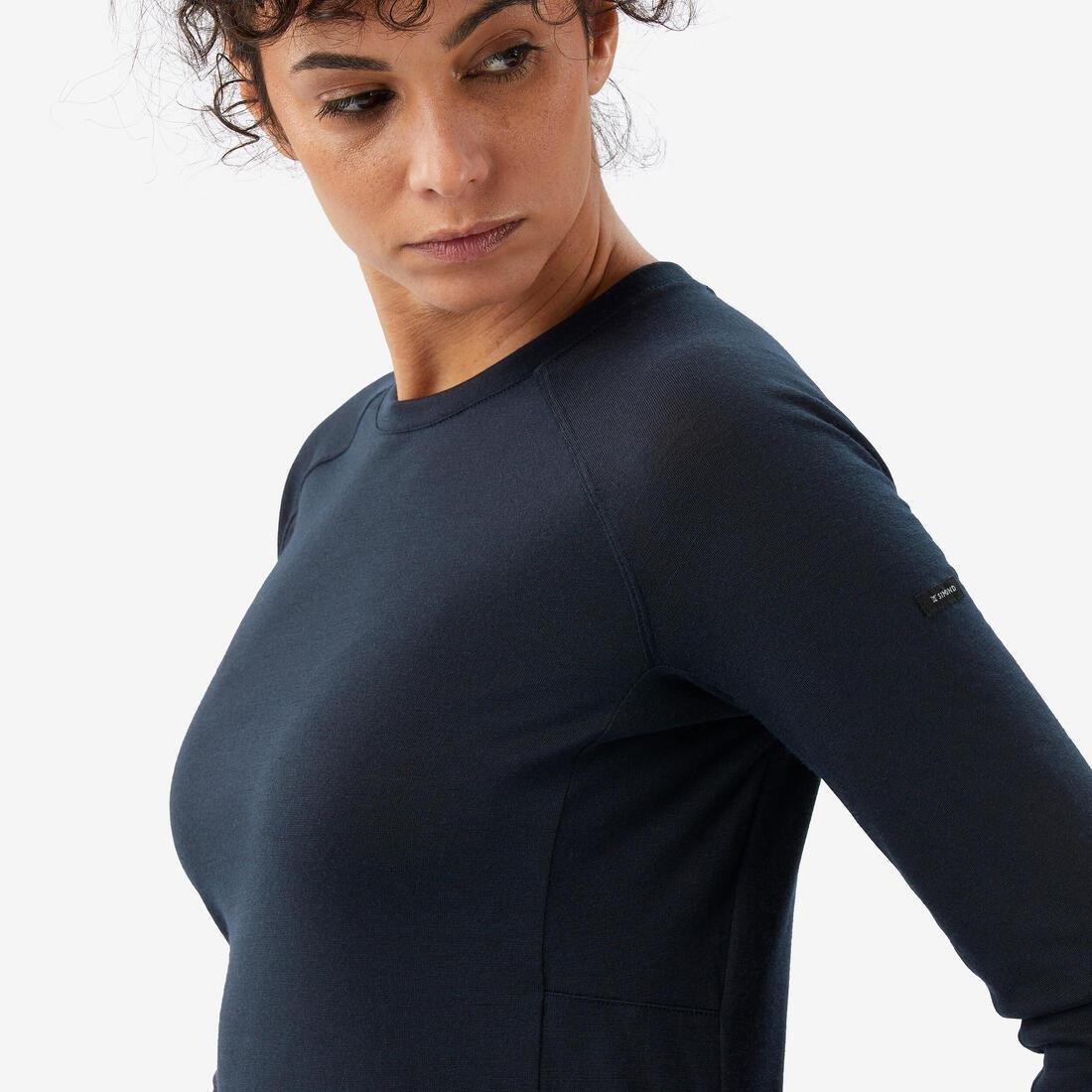 Women Merino Wool Long-Sleeved T-Shirt, Navy, 5401_000, large image number 3