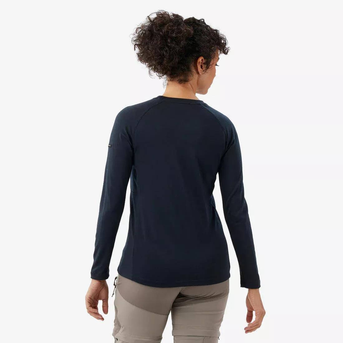 Women Merino Wool Long-Sleeved T-Shirt, Navy, 5401_000, large image number 4