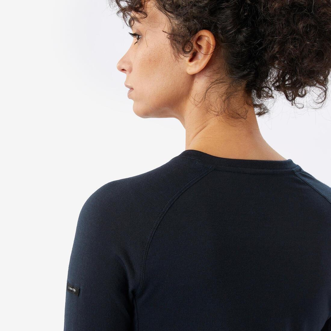 Women Merino Wool Long-Sleeved T-Shirt, Navy, 5401_000, large image number 5