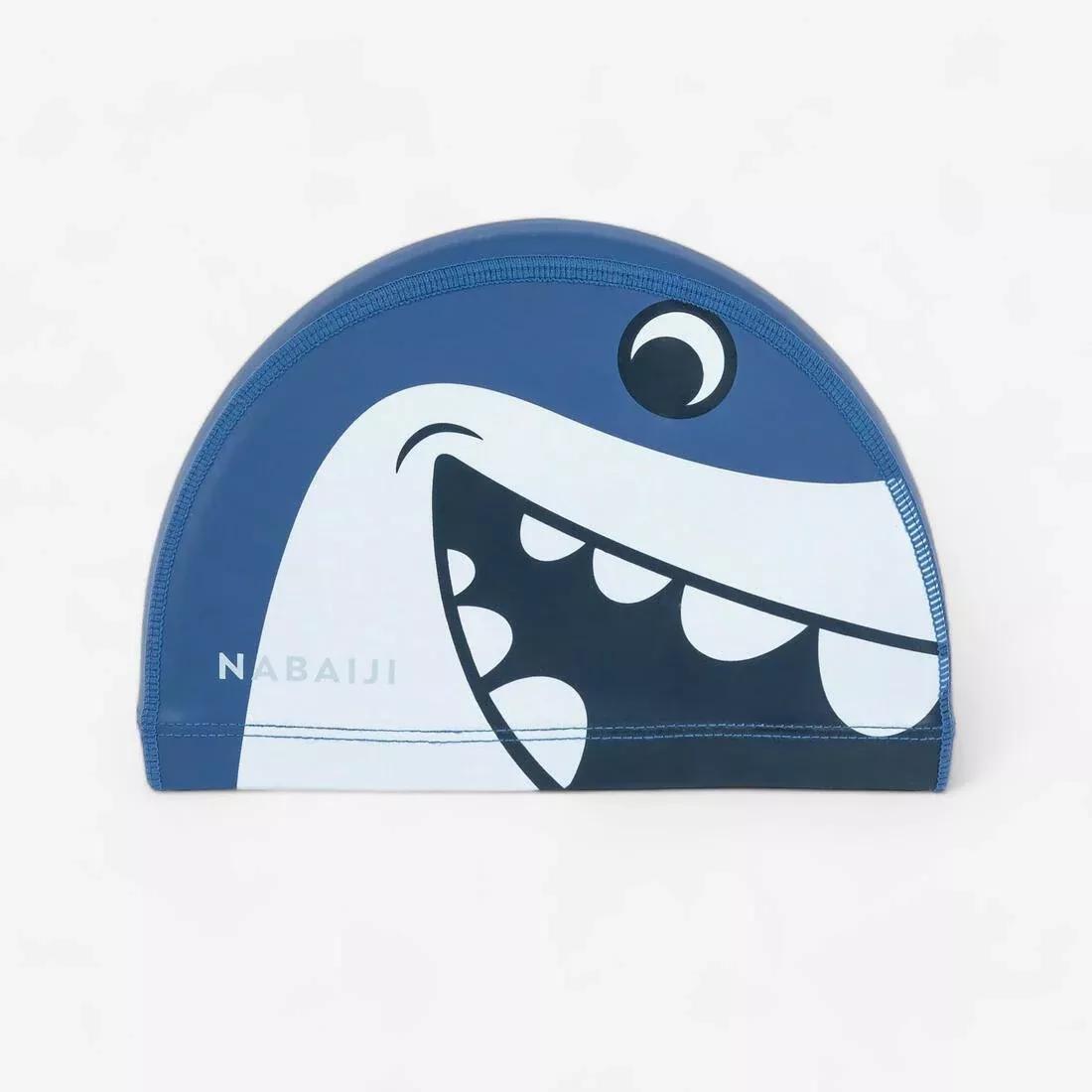 PRUSSIAN BLUE Coated mesh swim cap - Printed fabric - Size S - Shark, No Color, large image number 0