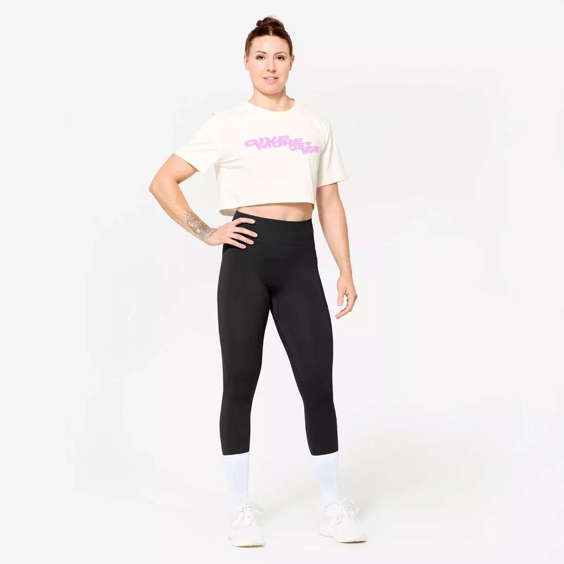 Women Loose Fit Weight Training Crop Top, White, No Color, medium