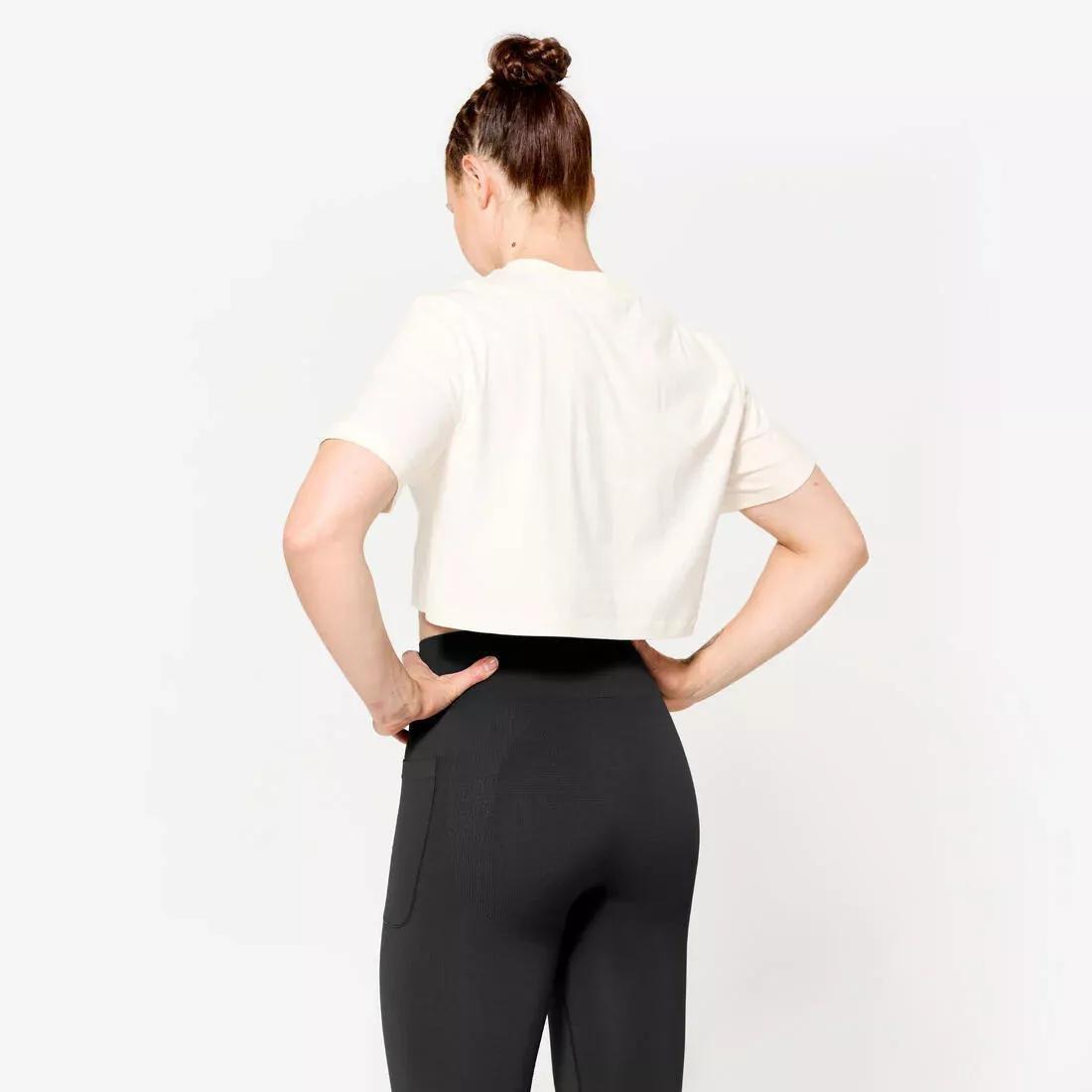 Women Loose Fit Weight Training Crop Top, White, No Color, large image number 4