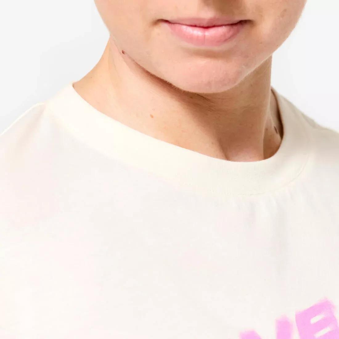 Women Loose Fit Weight Training Crop Top, White, No Color, large image number 5