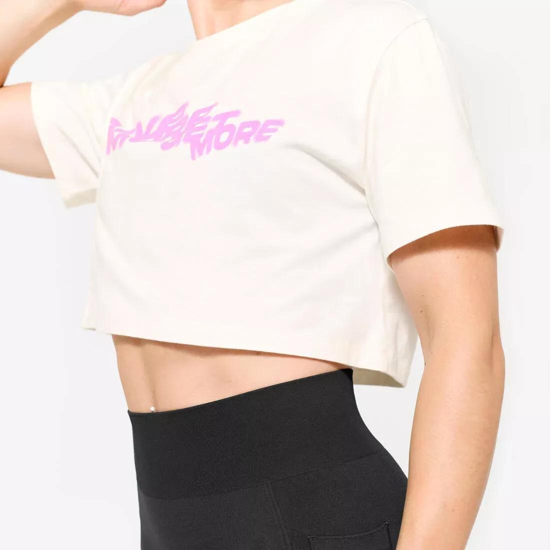 Women Loose Fit Weight Training Crop Top, White, No Color, large image number 6