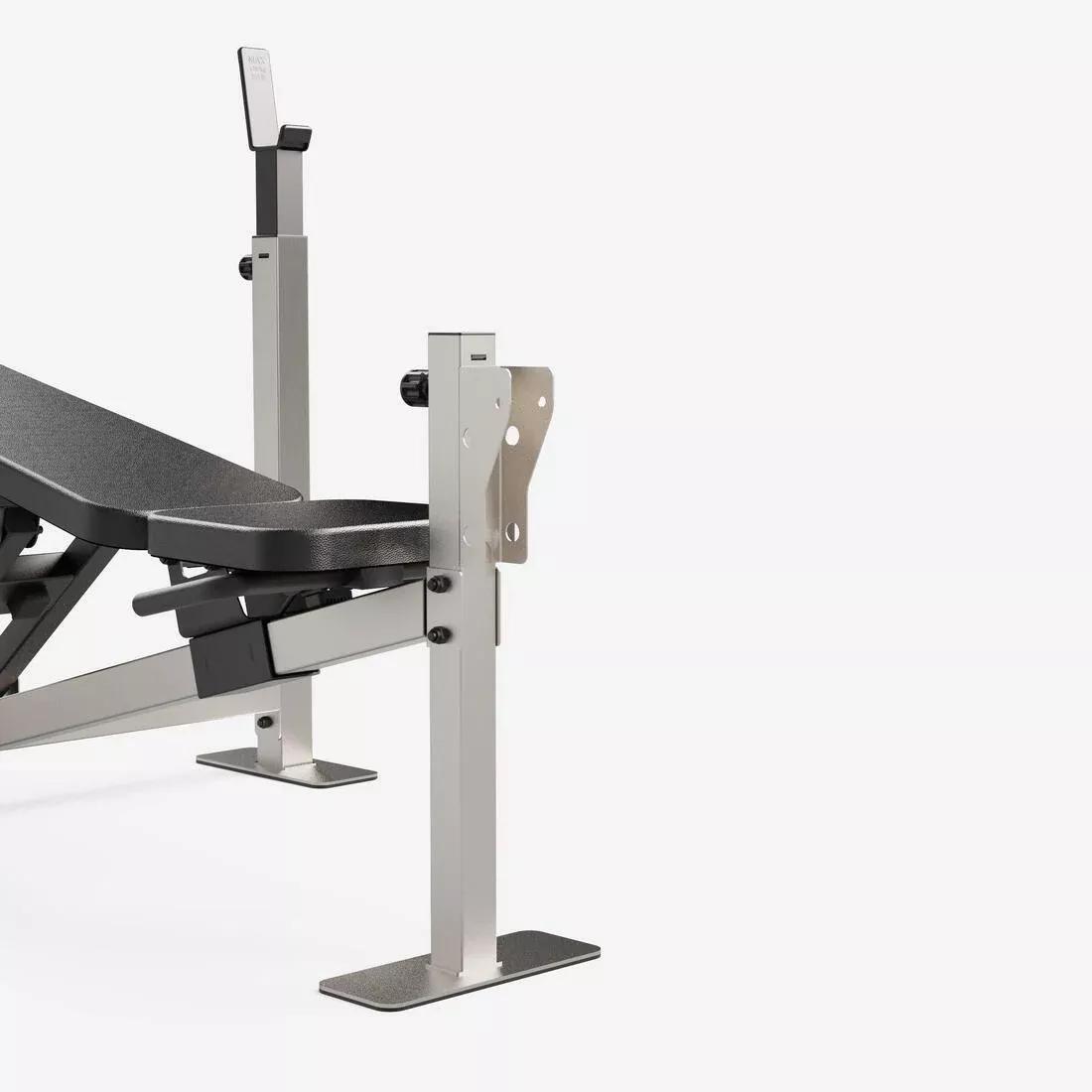 Weight Bench with Barbell Rack and Biceps and Leg Curl Station, Black, No Color, large image number 7