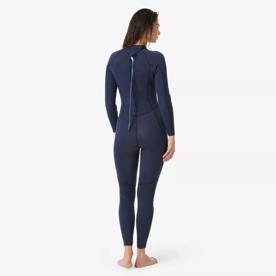 Women Surfing Full-Body Wetsuit 2/2mm Yulex Natural Rubber - 100, Blue, No Color, medium