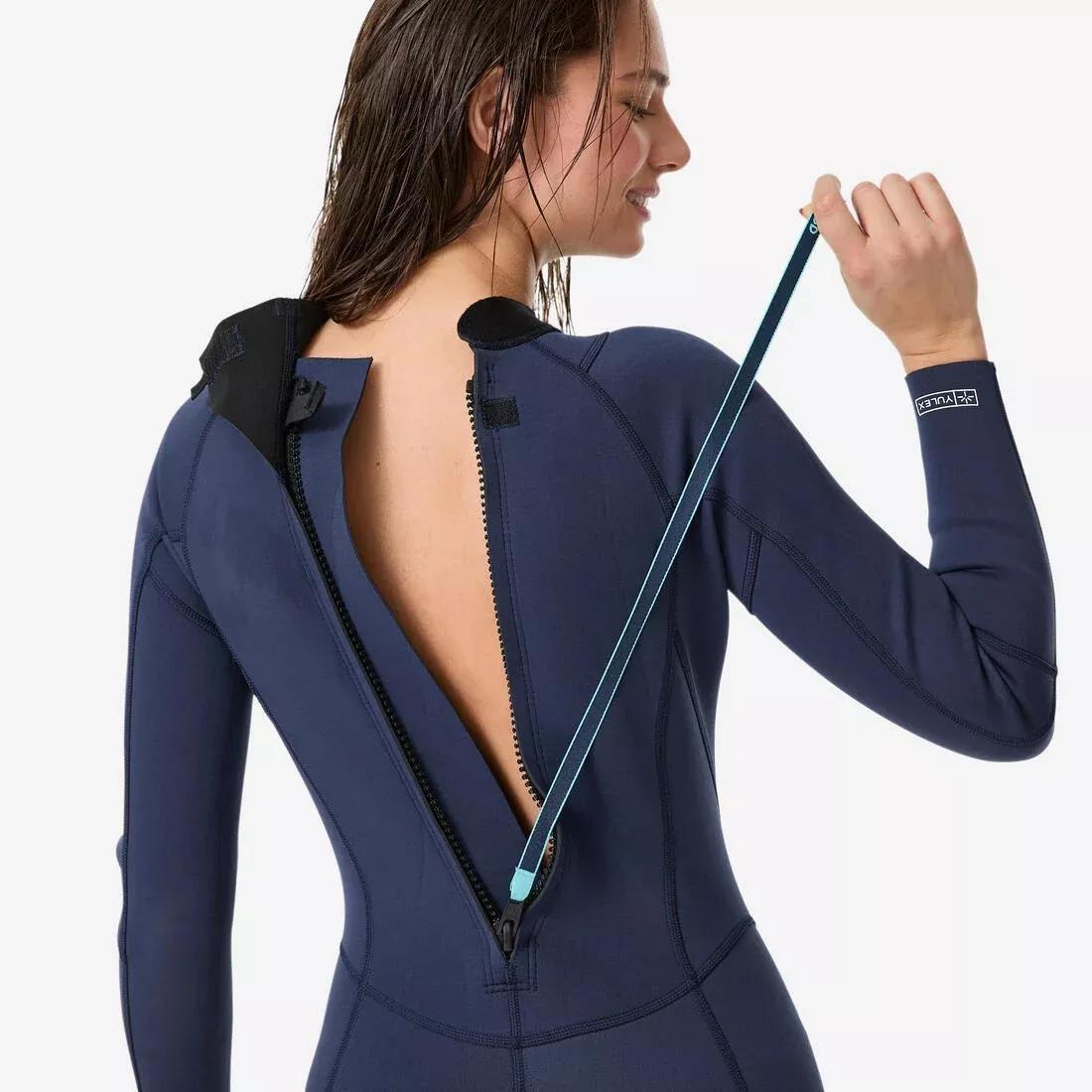 Women Surfing Full-Body Wetsuit 2/2mm Yulex Natural Rubber - 100, Blue, No Color, large image number 5