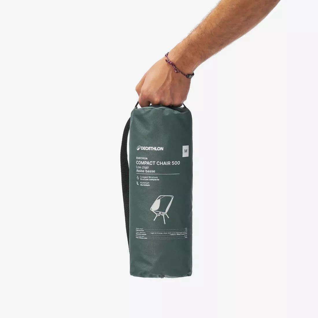 Foldable, Ultra-Compact Low Camping Chair - 500 M, Green, No Color, large image number 2