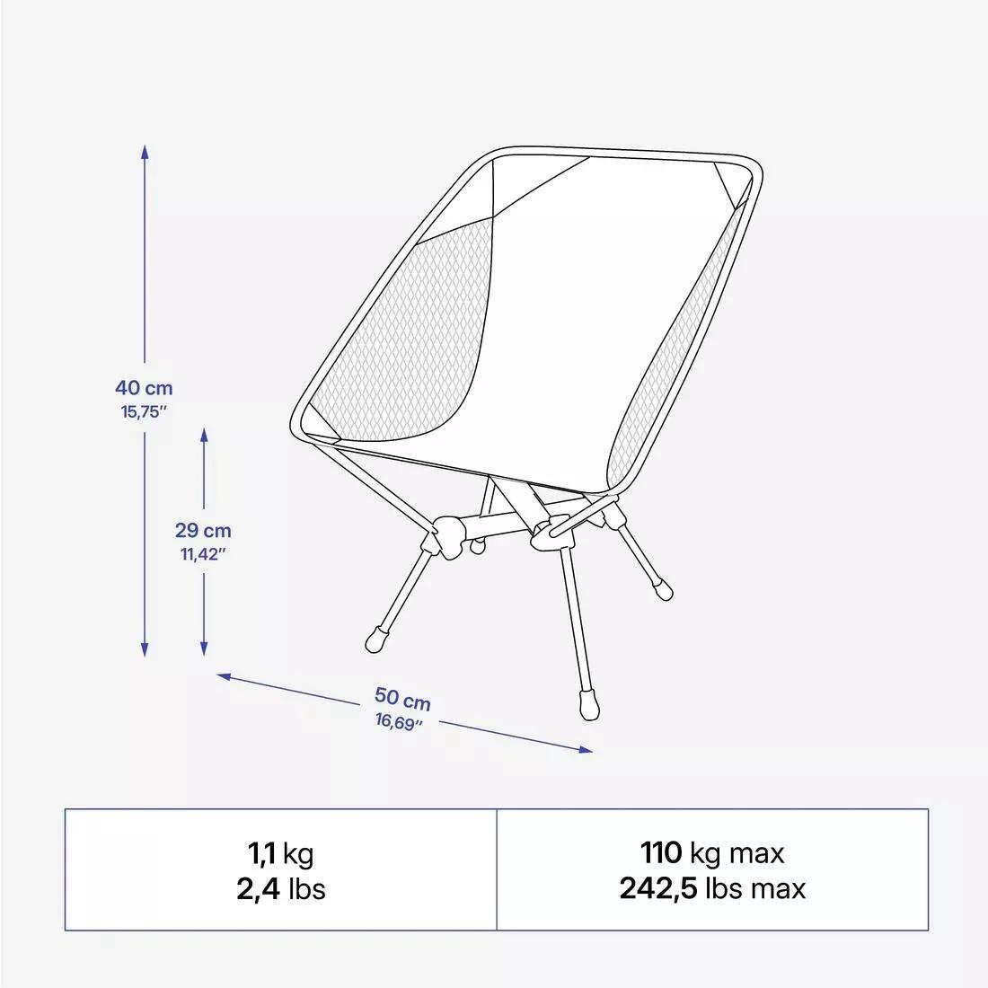 Foldable, Ultra-Compact Low Camping Chair - 500 M, Green, No Color, large image number 5