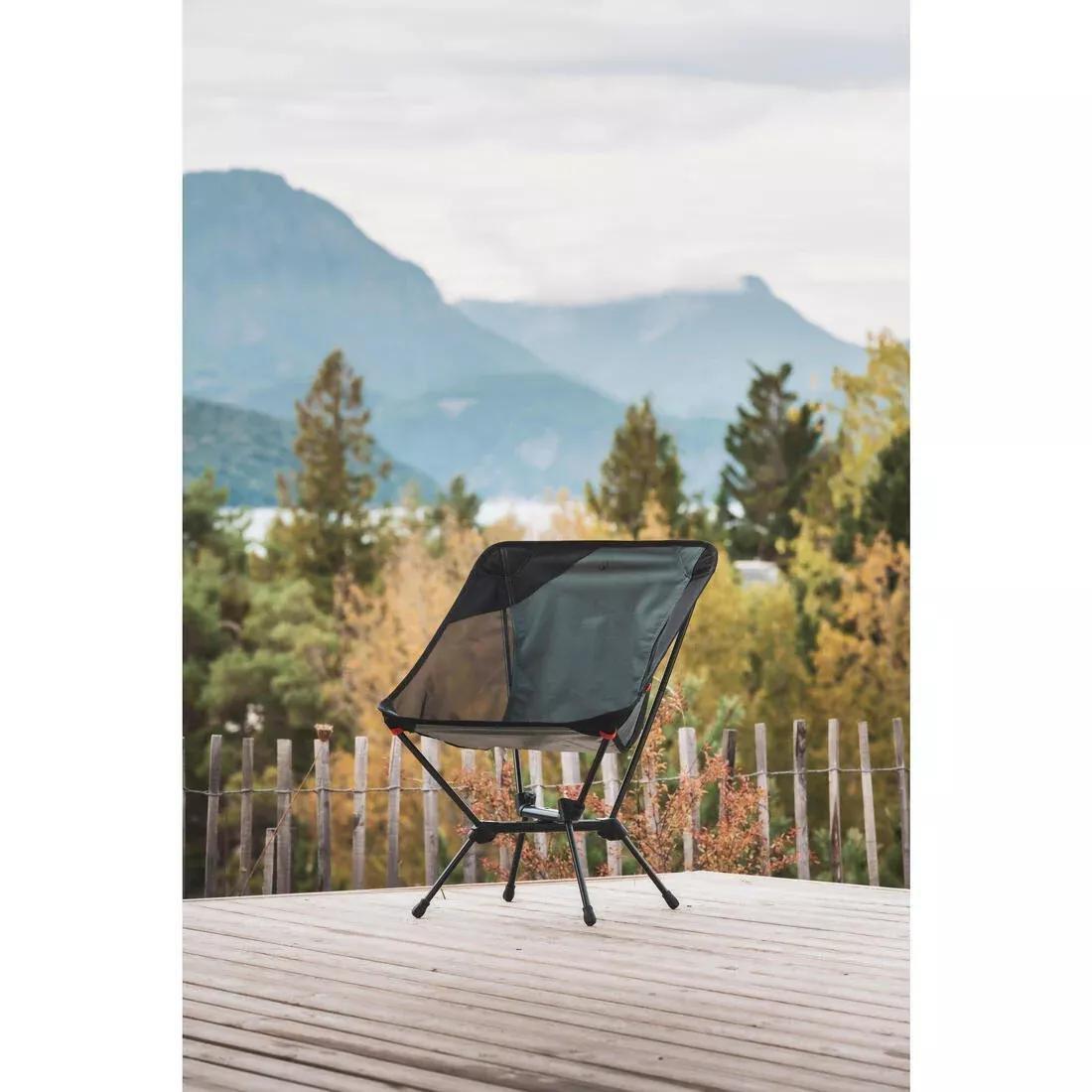 Foldable, Ultra-Compact Low Camping Chair - 500 M, Green, No Color, large image number 12