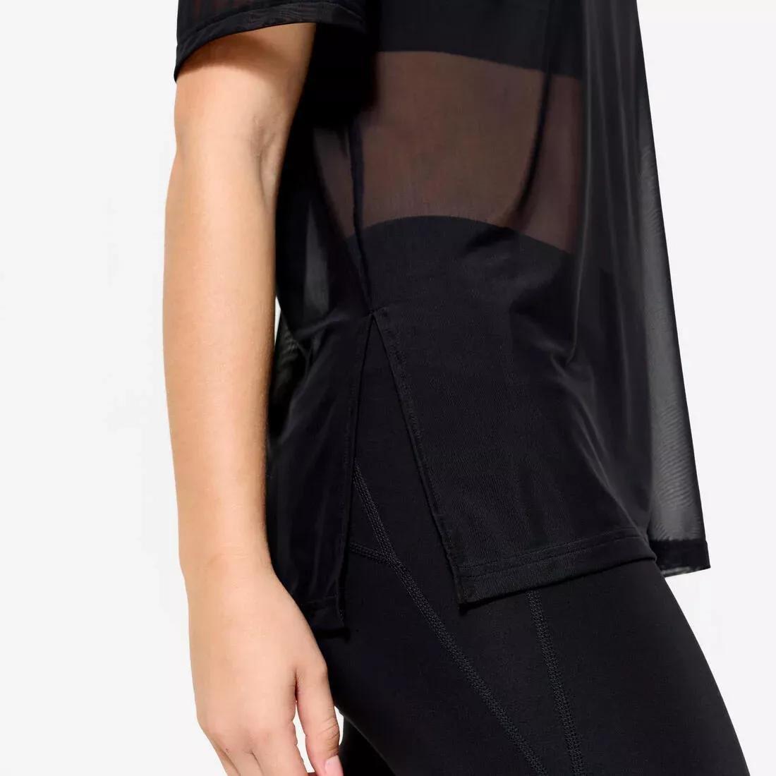 Women Loose-Fit Fitness Mesh T-Shirt, Black, 5401_000, large image number 6