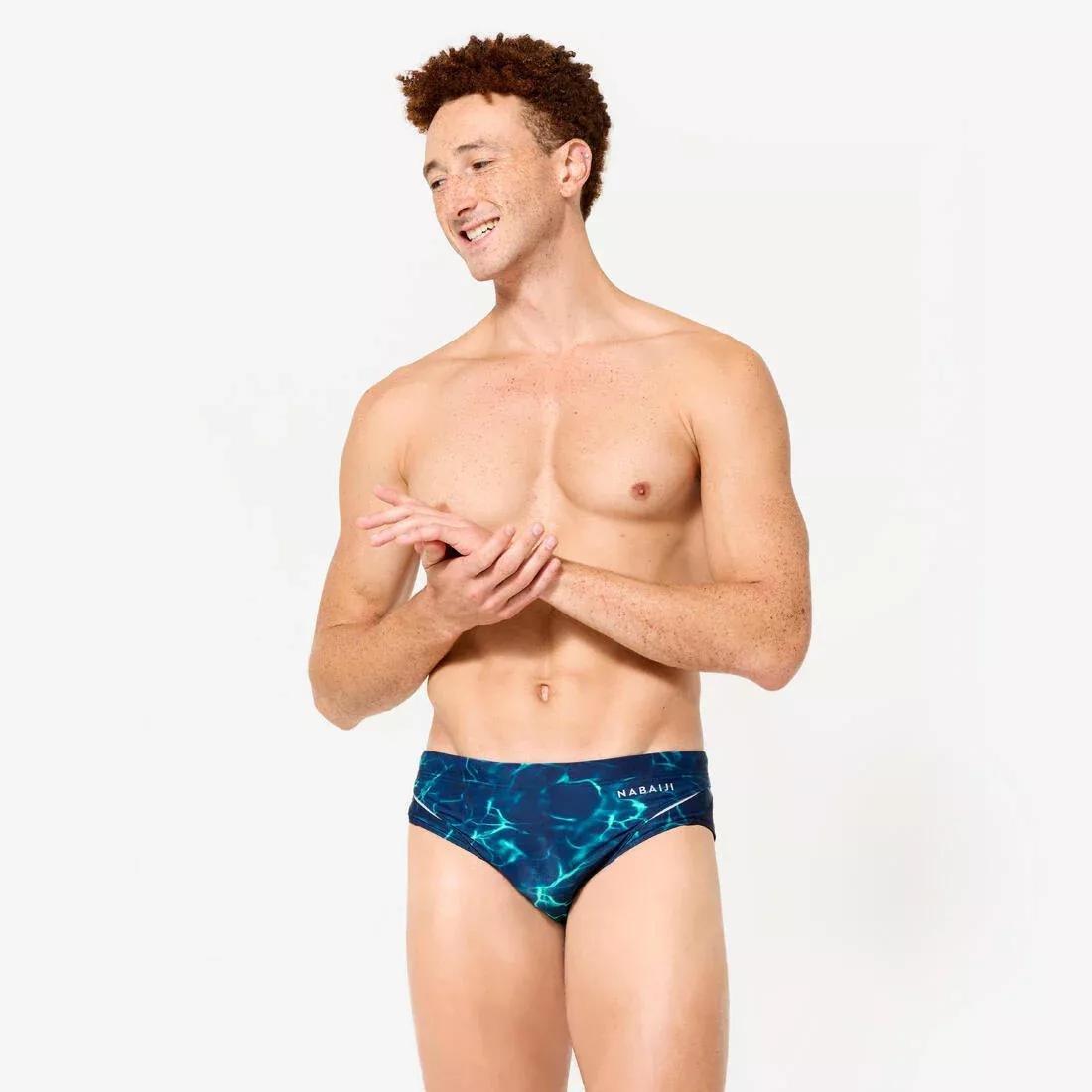 Men swimming trunks swim briefs - 900 print - lines, Blue, No Color, large image number 1
