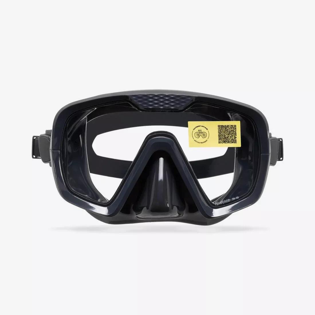 BLACK Anti-fog diving mask - 100 Mono silicone strap, No Color, medium