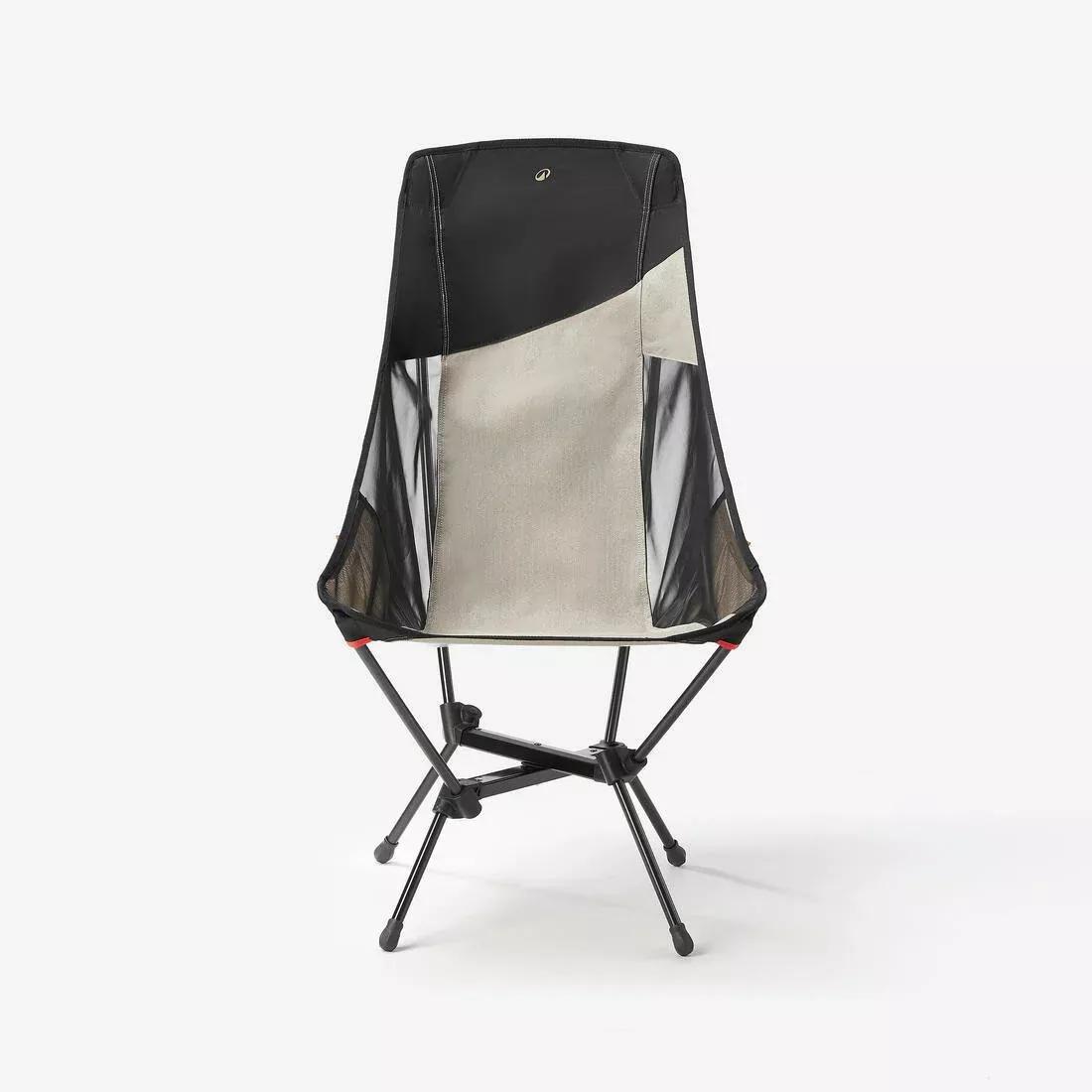 Low Camping Chair - Ultra-Compact With A High Backrest - 500 L, Beige, No Color, large image number 4