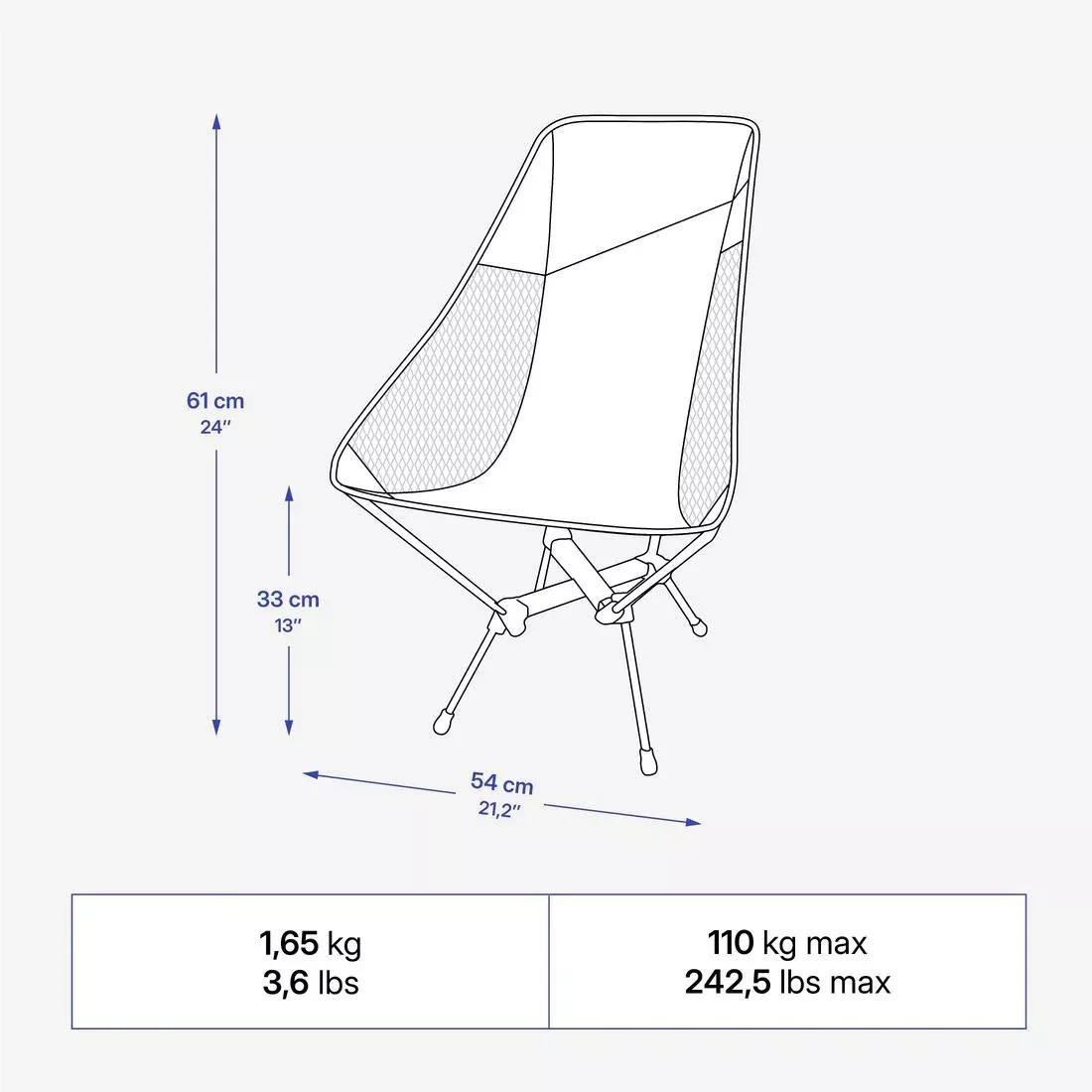 Low Camping Chair - Ultra-Compact With A High Backrest - 500 L, Beige, No Color, large image number 5