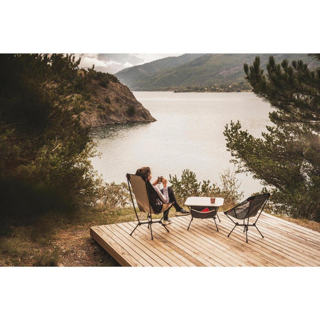 Low Camping Chair - Ultra-Compact With A High Backrest - 500 L, Beige, No Color, large image number 10