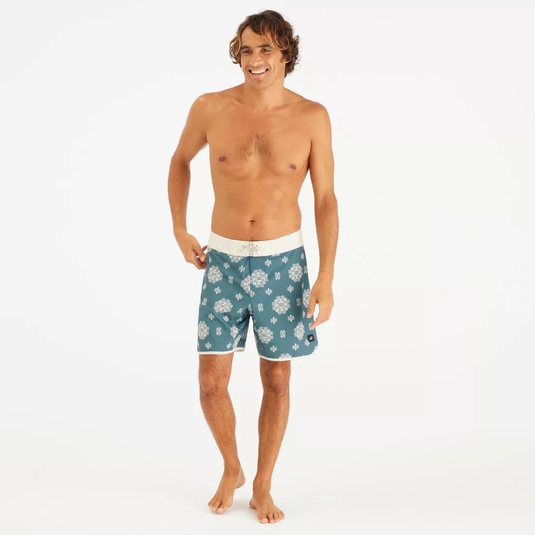 Men Surfing Boardshorts Mid-Length Surf Shorts 18&rdquo; - 500 Marin, Brown, No Color, large image number 1
