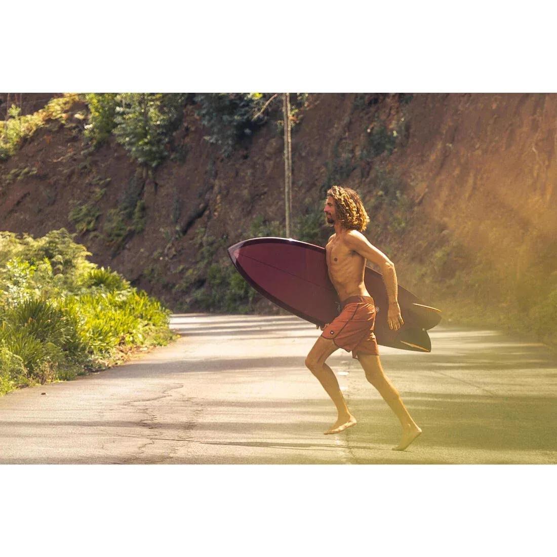 Men Surfing Boardshorts Mid-Length Surf Shorts 18&rdquo; - 500 Marin, Brown, No Color, large image number 8