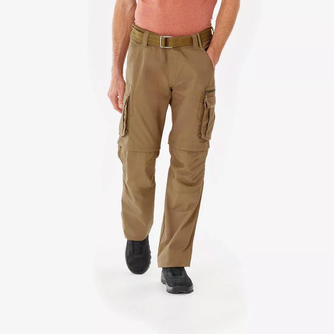Men Modular Hiking Cargo Trousers - Travel 500 Modul, Brown, No Color, medium