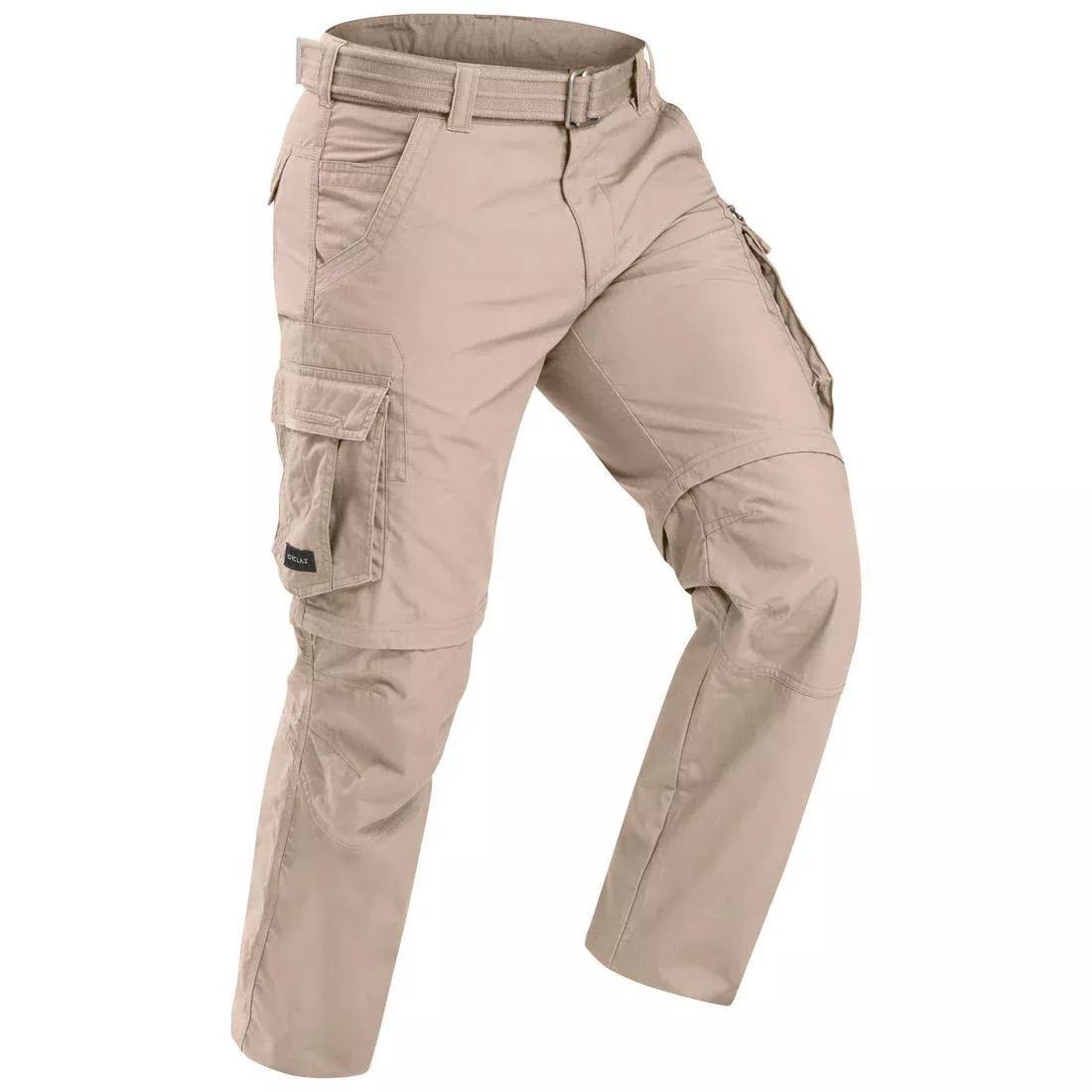 Men Modular Hiking Cargo Trousers - Travel 500 Modul, Brown, No Color, medium