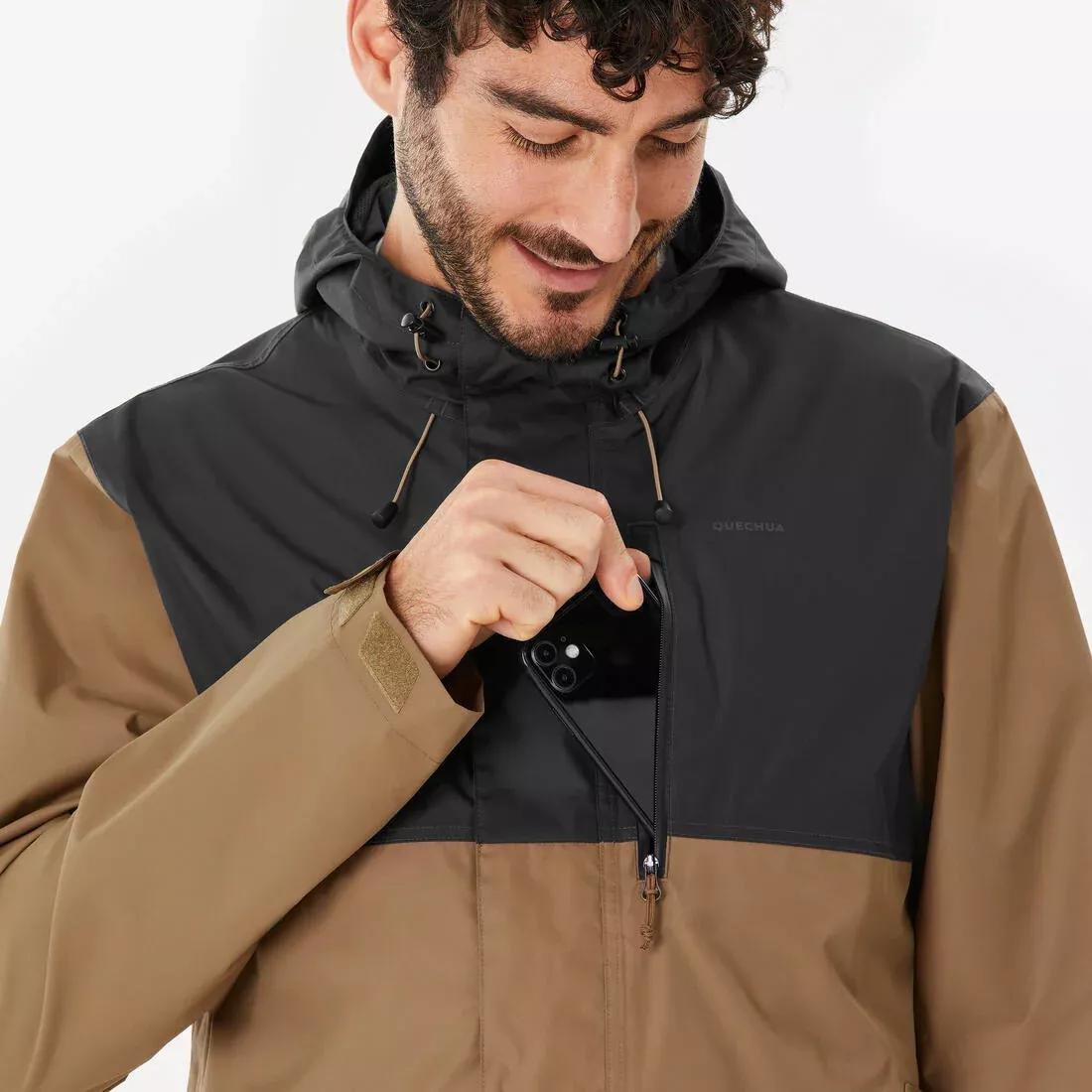 HURRICANE BLUE Men's Waterproof Hiking Jacket NH500 Imper, No Color, large image number 7