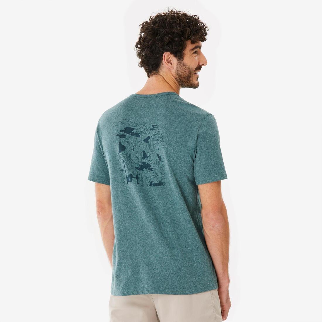 Men Short-Sleeved Hiking T-Shirt - NH100, Blue, No Color, large image number 3