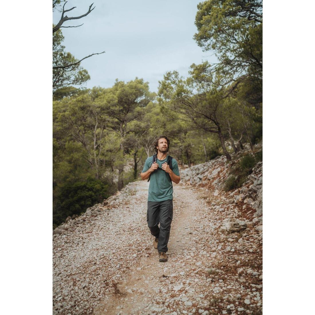 Men Short-Sleeved Hiking T-Shirt - NH100, Blue, No Color, large image number 8