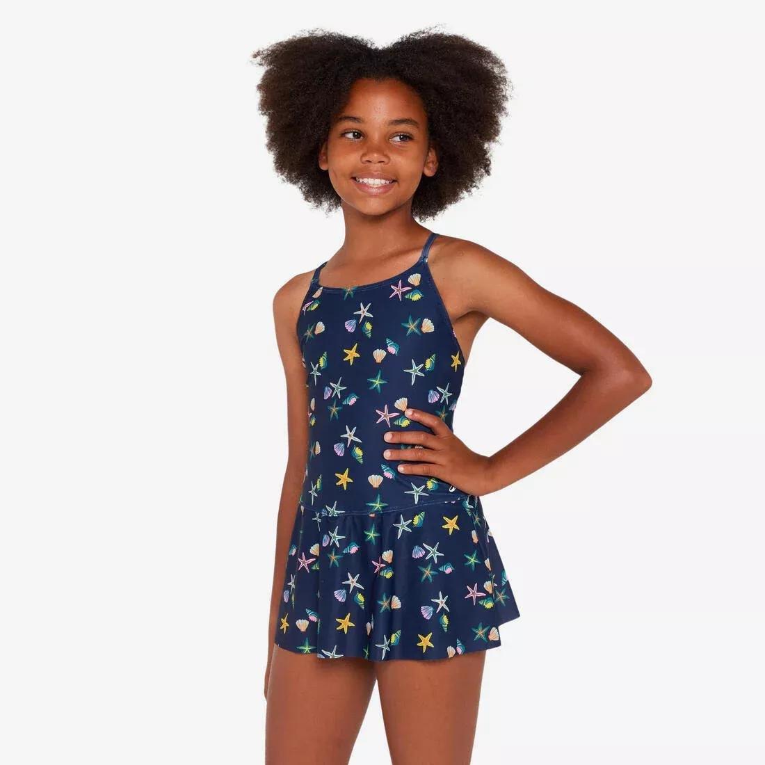 Kids Girls swimming 1-piece skirt swimsuit - 100 Lila, Blue, No Color, large image number 0