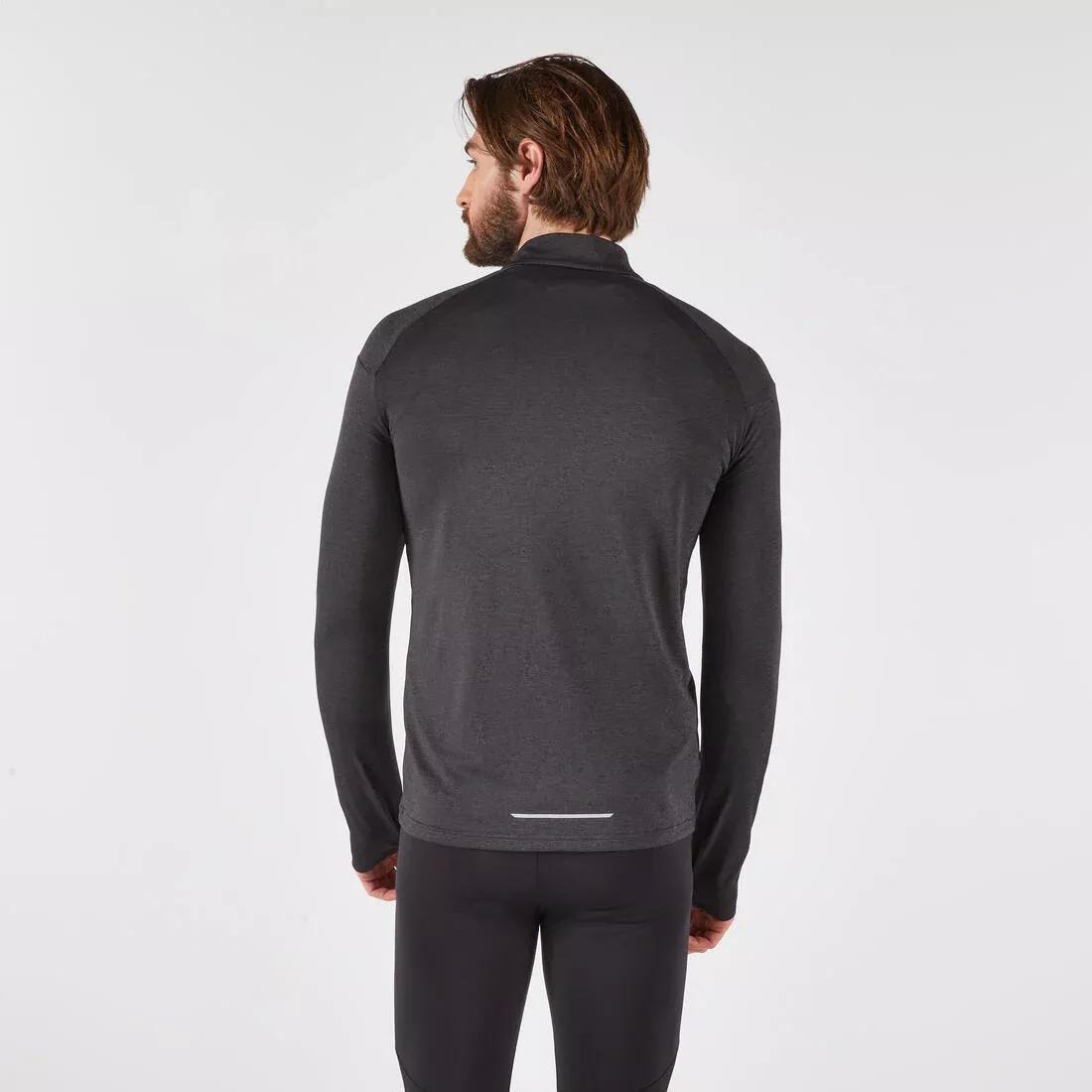 Men Warm and Breathable Half-Zip Long-Sleeved T-shirt - Kiprun Run 100, Beige, No Color, large image number 1