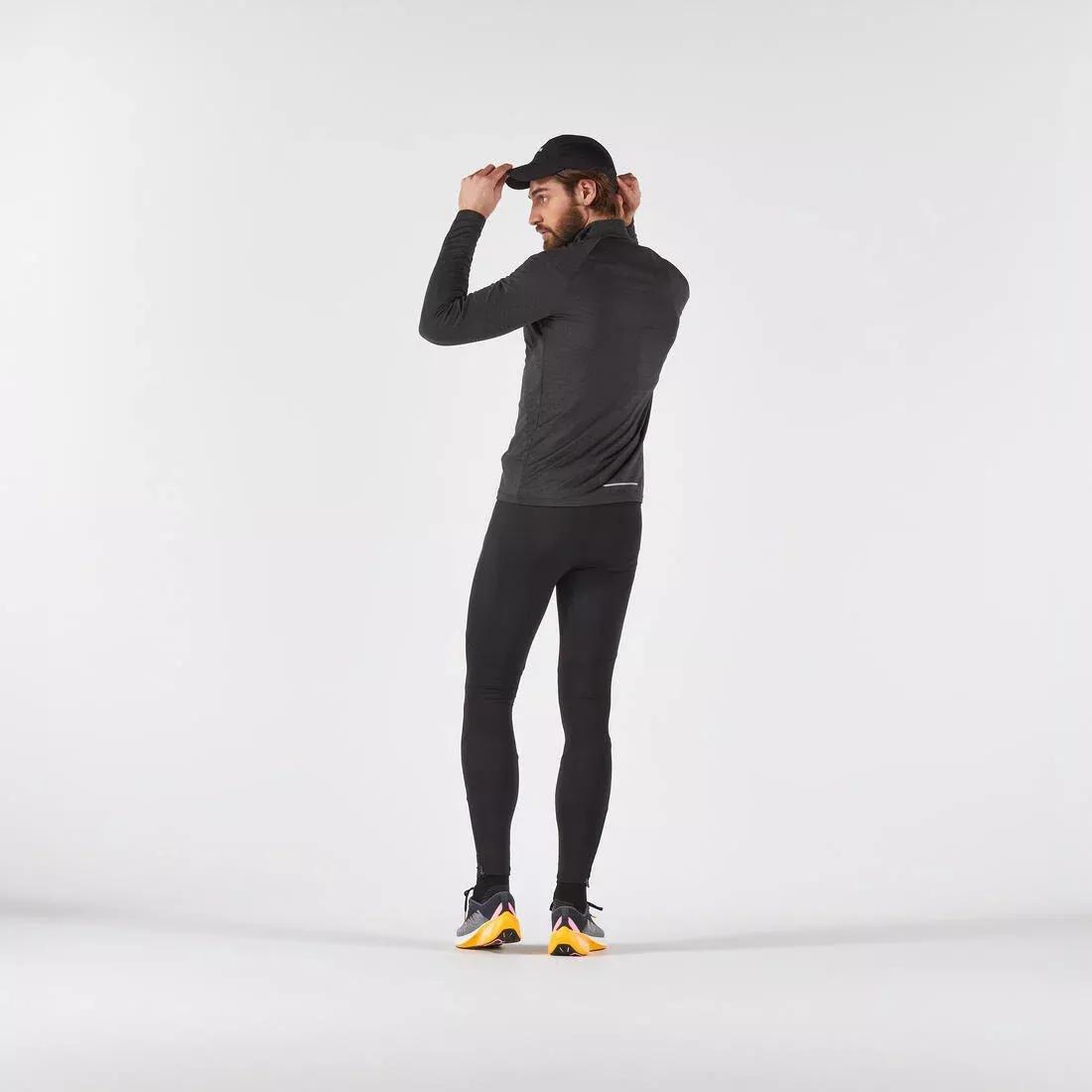 Men Warm and Breathable Half-Zip Long-Sleeved T-shirt - Kiprun Run 100, Beige, No Color, large image number 5