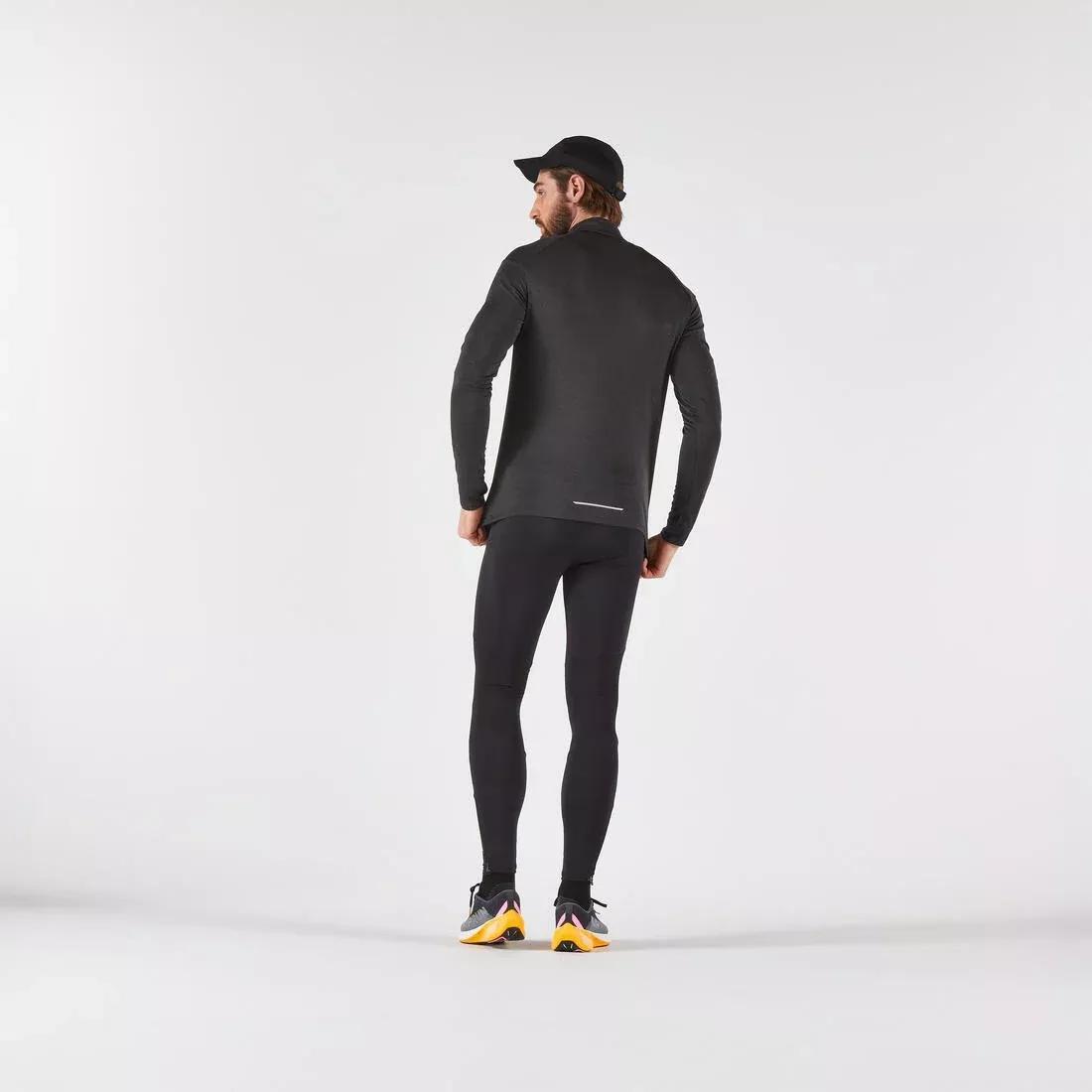 Men Warm and Breathable Half-Zip Long-Sleeved T-shirt - Kiprun Run 100, Beige, No Color, large image number 6